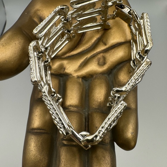 Classy, silver tone, textured, smooth bracelet, you are sure to love - Picture 10 of 12